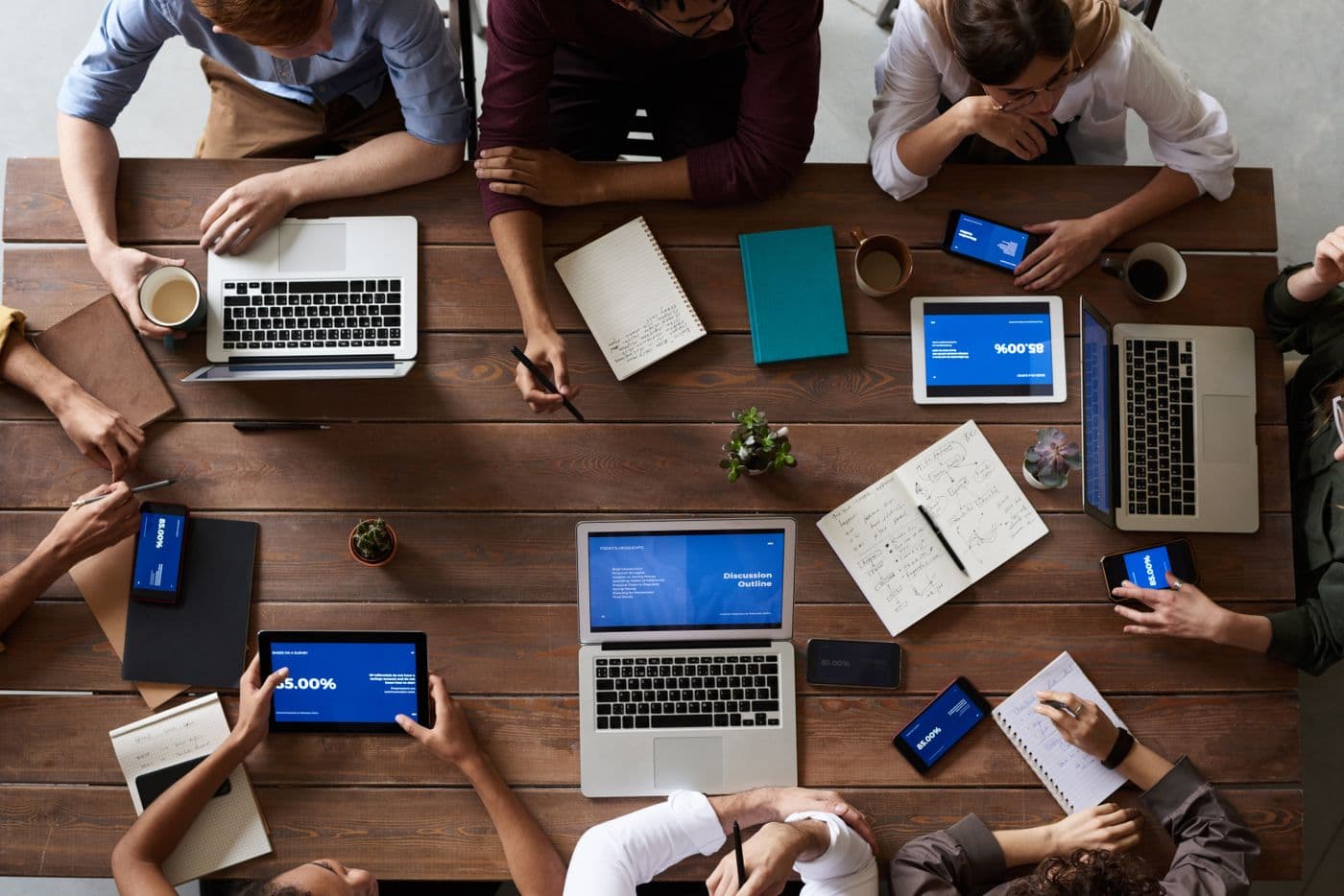 Professionals reviewing documents together at a table